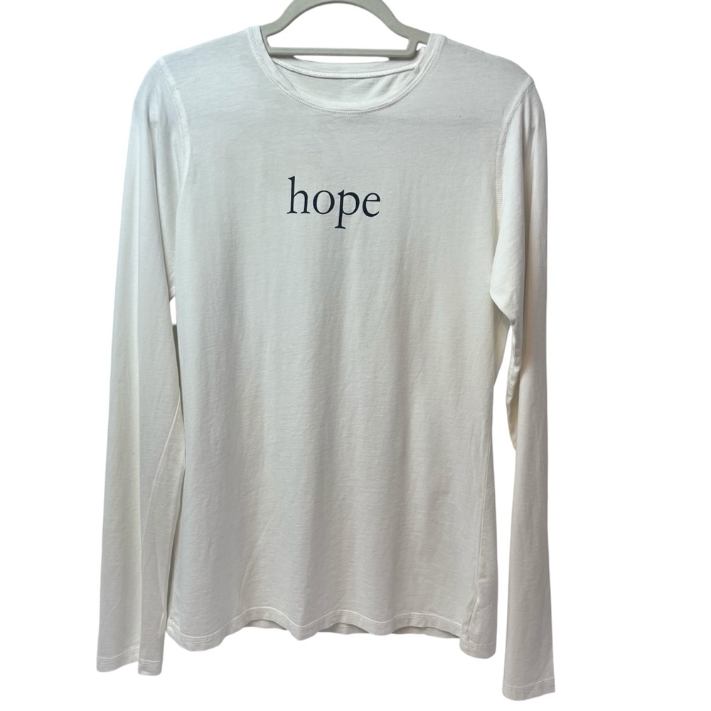 ‘Hope’ Print White Long Sleeve Top XL
